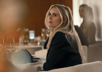 a woman at a restaurant