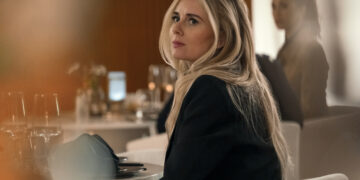 a woman at a restaurant