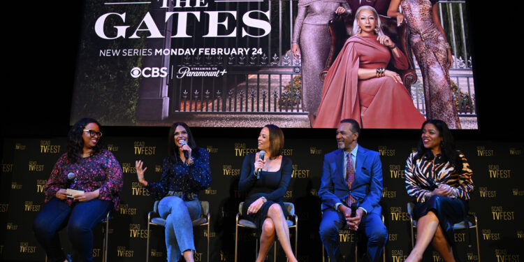 the cast of Beyond the Gates on stage at SCAD TVfest