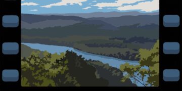 a glimpse of a river and valley