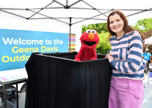 Elmo and Geena Davis together at the Bentonville Film Festival