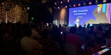 Geena Davis presenting on stage at the 2025 Bentonville Film Festival