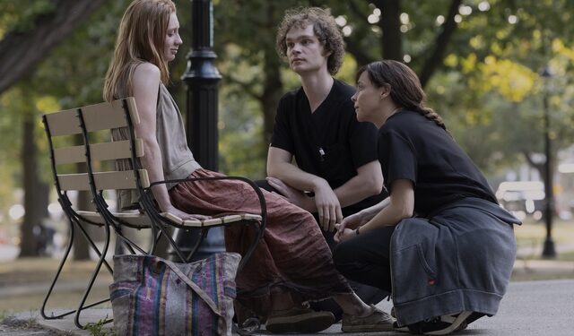 the pitt ogilvie and mckay console a patient by a bench