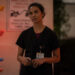 supriya ganesh the pitt's dr. mohan stands outside of the ER