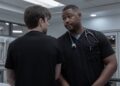 luke tennie dr. crus henderson talks to patrick ball's frank langdon on the pitt