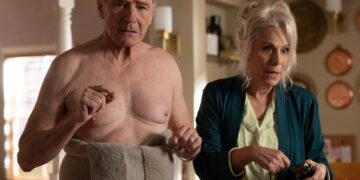 malcolm in the middle mom jane kaczmarek pictured with on-screen husband bryan cranston on set of the hulu reboot