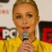 hayden panettierre speaks with a microphone